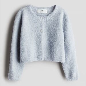 H&M Boucle Knit Cardigan Light Blue - girls 8/10